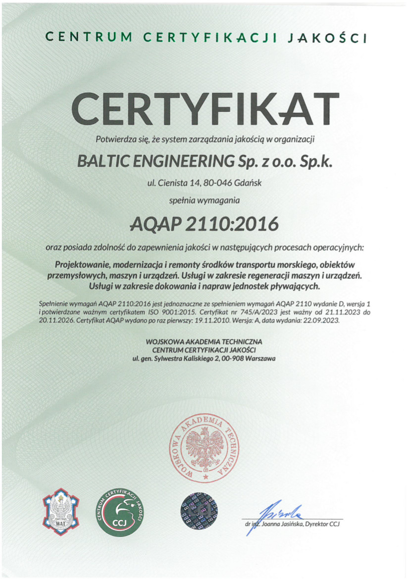 AQAP 2110:2016 — Centrum Certyfikacji Jakości